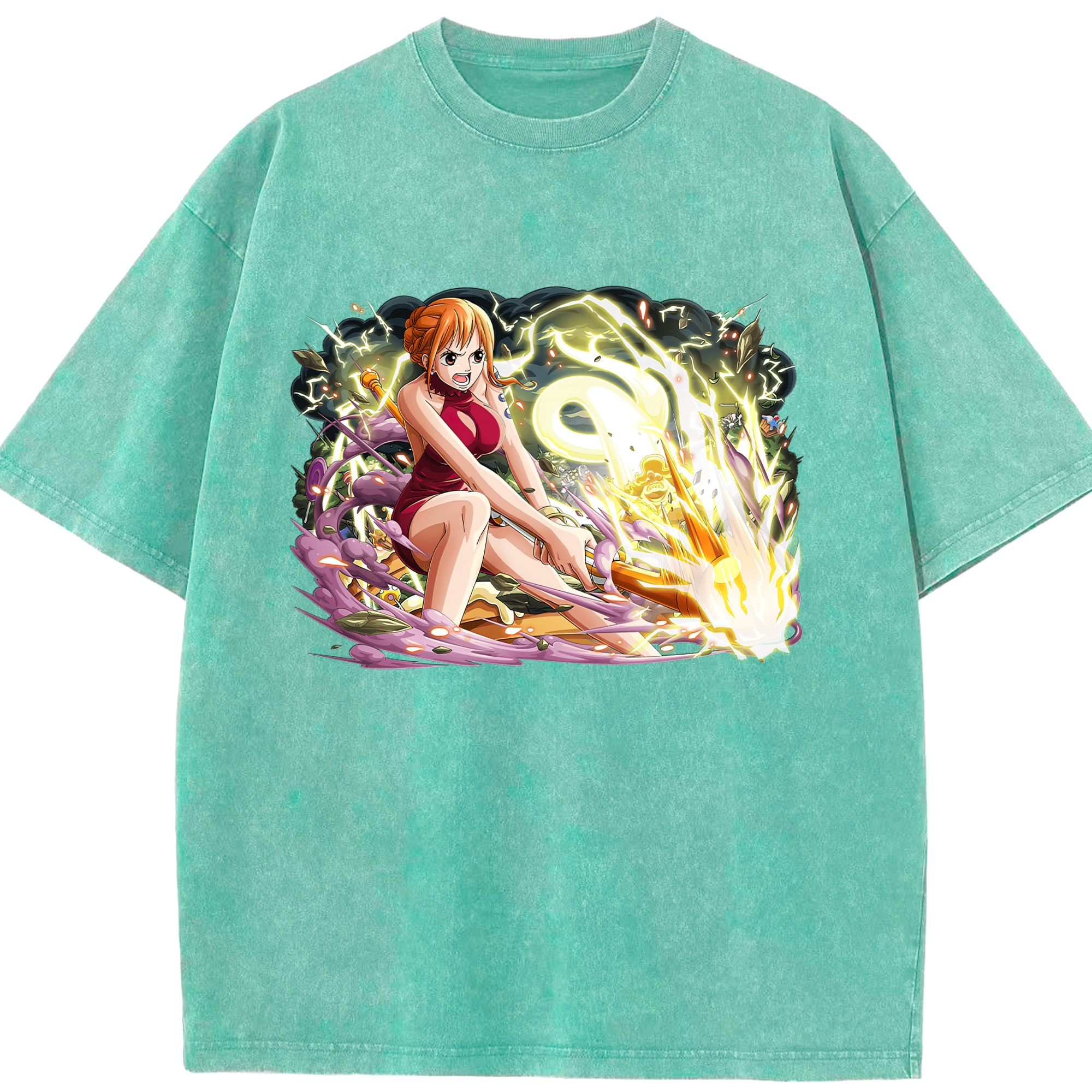 ワンピース ナミ ONE PIECE Nami 綿100% ヴィンテージ風 半袖Tシャツ（フロントプリント）